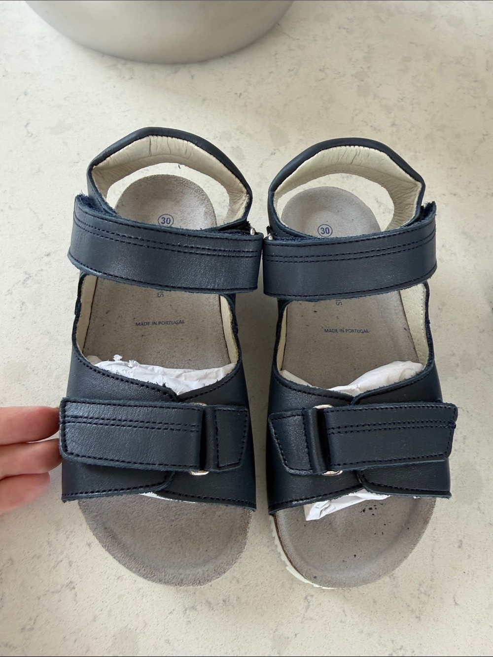 Jacadi Navy Velcro Leather Kids Sandals